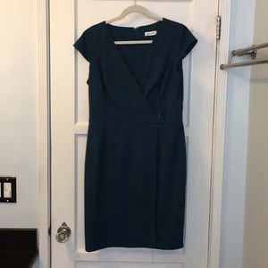 Dark teal Calvin Klein sheath with zipper detail